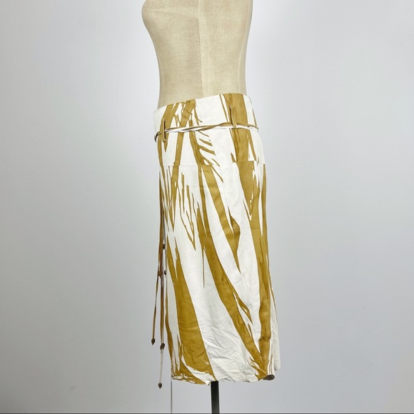 La Matta Italian Suede Tan Cream Asymmetrical Skirt - Picture 6 of 9